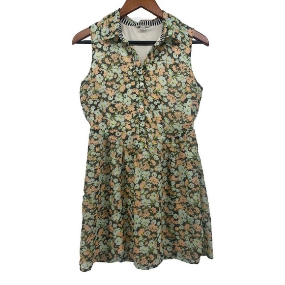 Volcom Dresses & Skirts - Volcom Mini Dress Womens‎ Small Green Floral Sleeveless Cottagecore Pastel Artsy